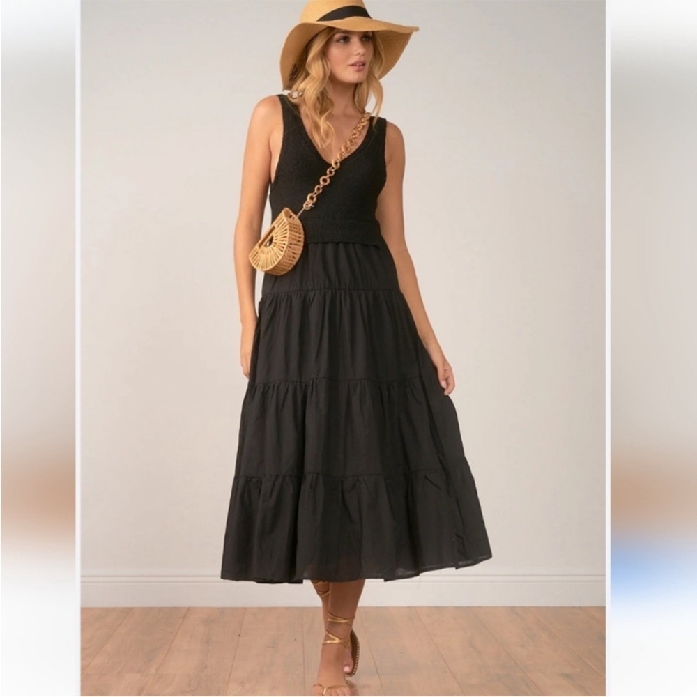 JASON WU Black Tiered Prairie Midi Dress